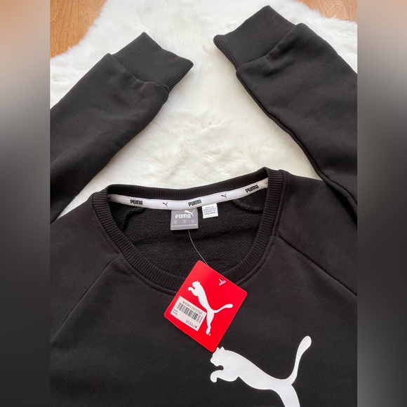 New with tags PUMA #1 Crew Neck logo sweatshirt Black with white logo SZ XS - Picture 4 of 4
